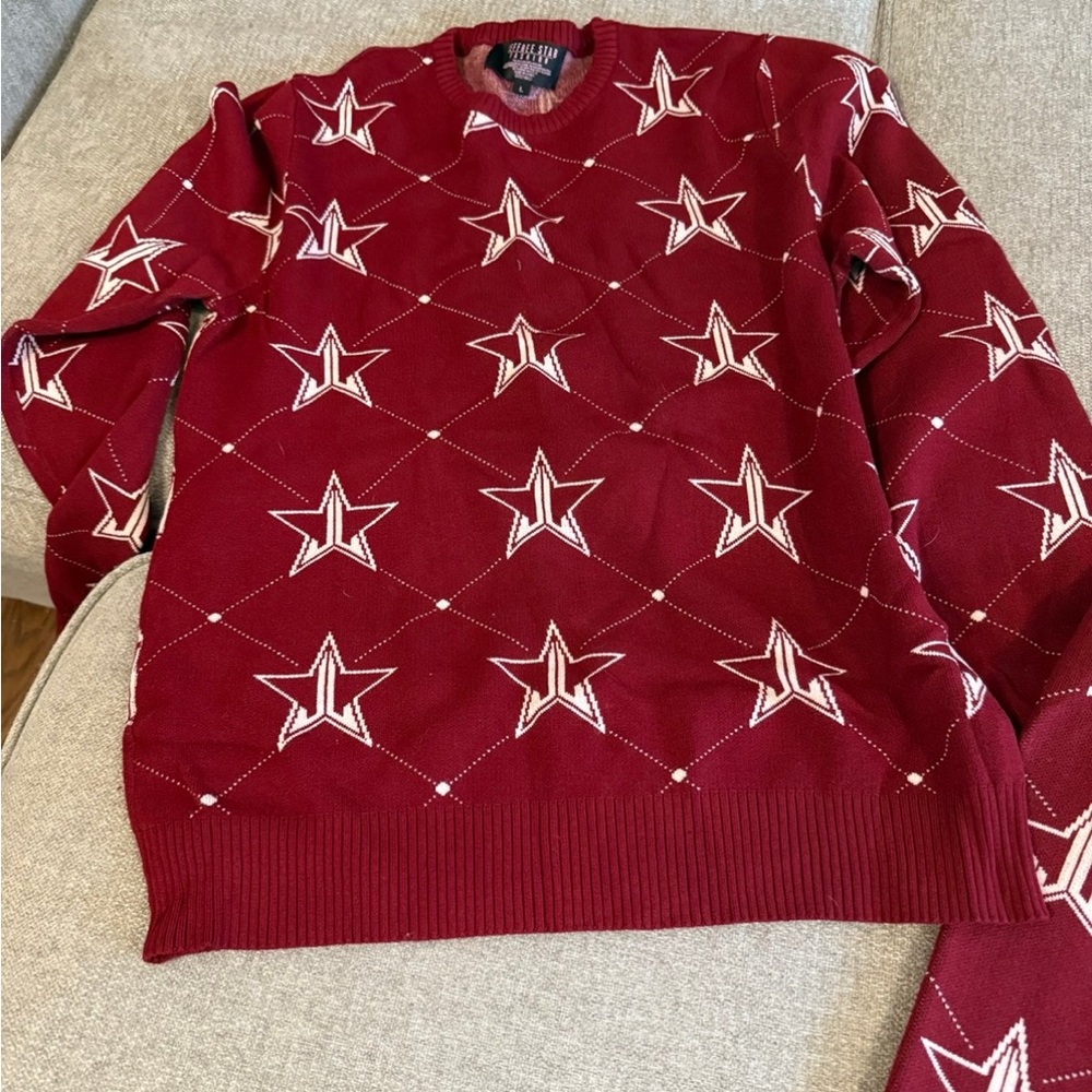 Jeffree Star Pattern Maroon Sweater Lounge Set